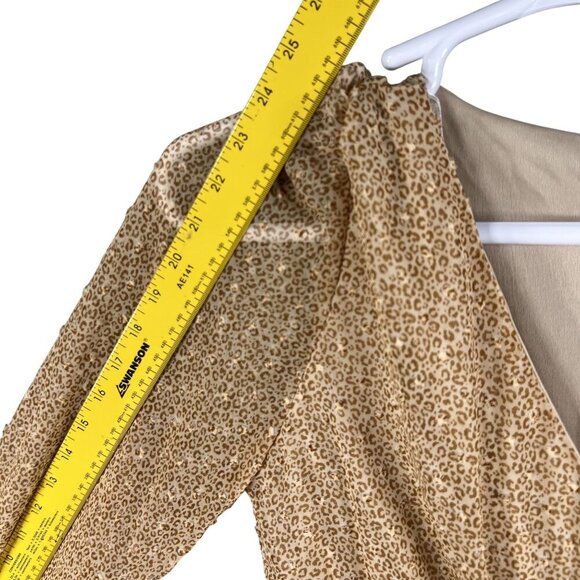 Altard State NWT Womens M Animal Print Ruffle Sheer Tiered Faux Wrap Dress Boho - Picture 10 of 16